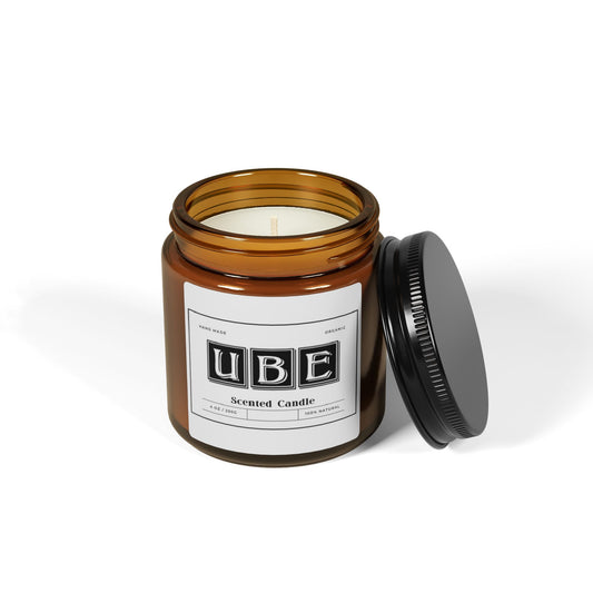 Ube Scented Soy Candle - Relaxing Aromatherapy in Amber Jar