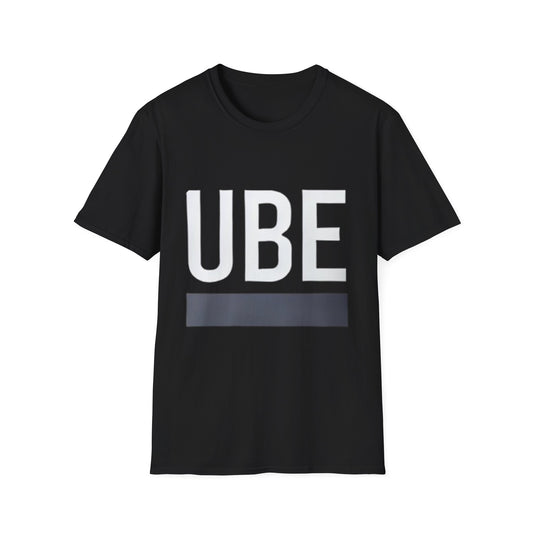 White Lettered Gray Striped Minimalist UBE Unisex Softstyle T-Shirt - Stylish & Comfortable Everyday Wear